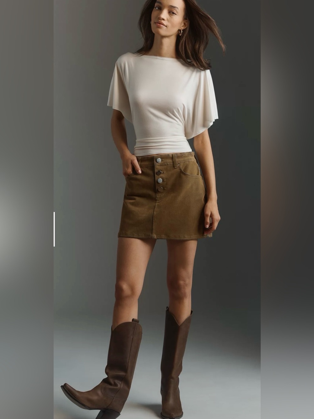 Reformation Avery Knit Flutter Sleeve Top M